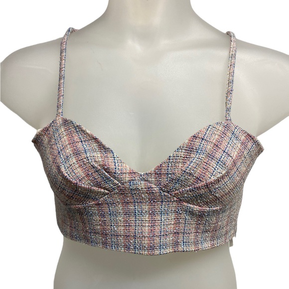 Zara cropped top spaghetti strap blouse side zip size large NEW - Picture 1 of 2